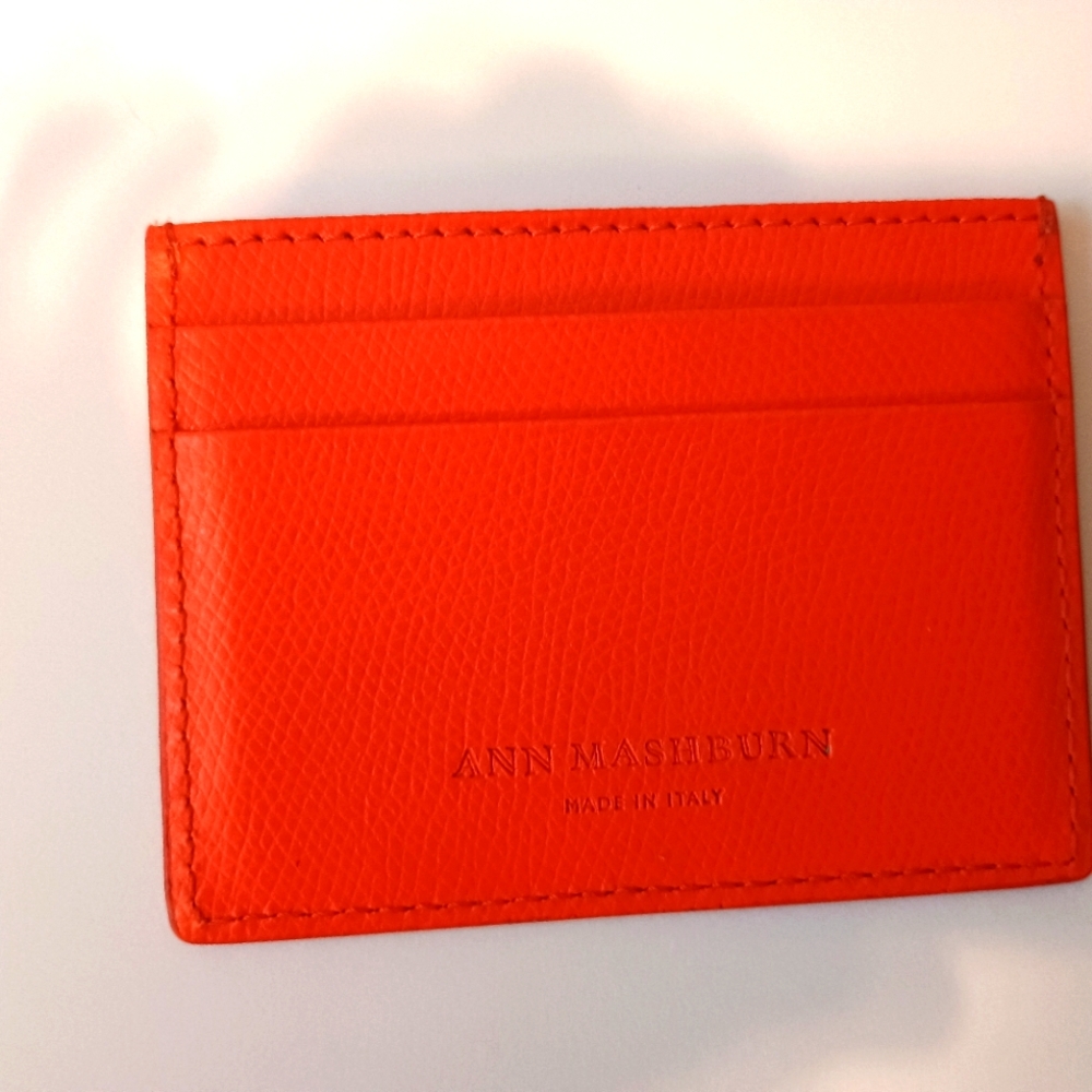 Ann Mashburn Orange Leather Card Holder